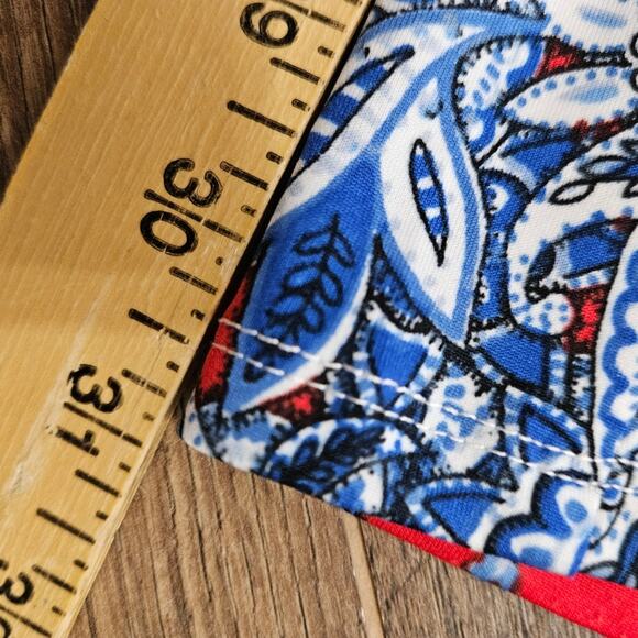Valerie Stevens Palazzo Pants Red Blue Paisley Floral Pull On Slinky Stretchy S - Picture 12 of 13